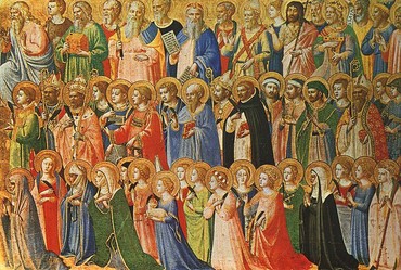 A Renaissance painting depicting a host of saints and martyrs