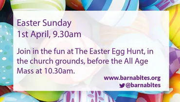 Poster advertising the Easter Sunday egg hunt at 9.30am