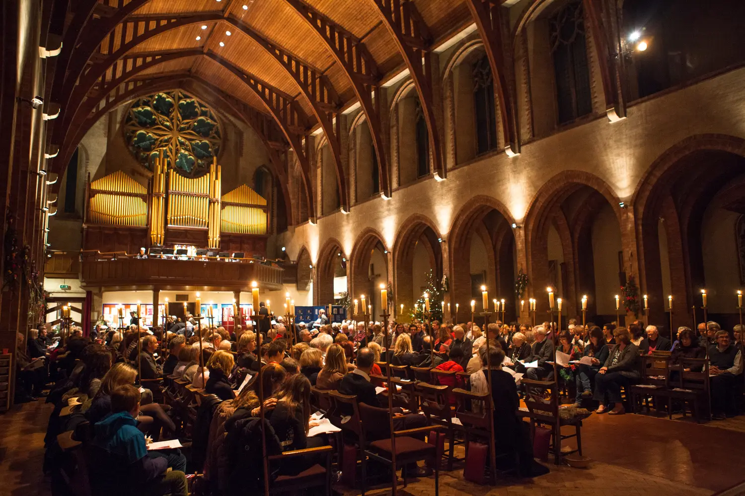 The church at a candlelit Mass